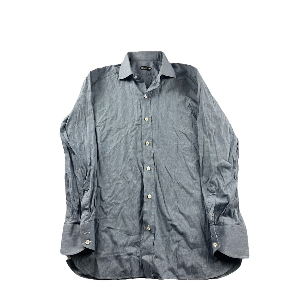Tom‎ Ford Mens Long Sleeves Button Up Dress Shirt Micro Check Size 41/16